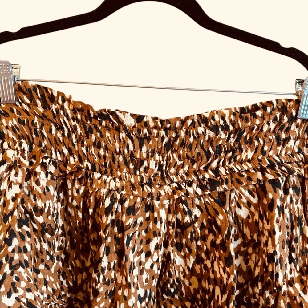 Celandine Boho Mini Skort Size XL Brown Pattern  Smocked Waistband Pull On - Picture 4 of 13